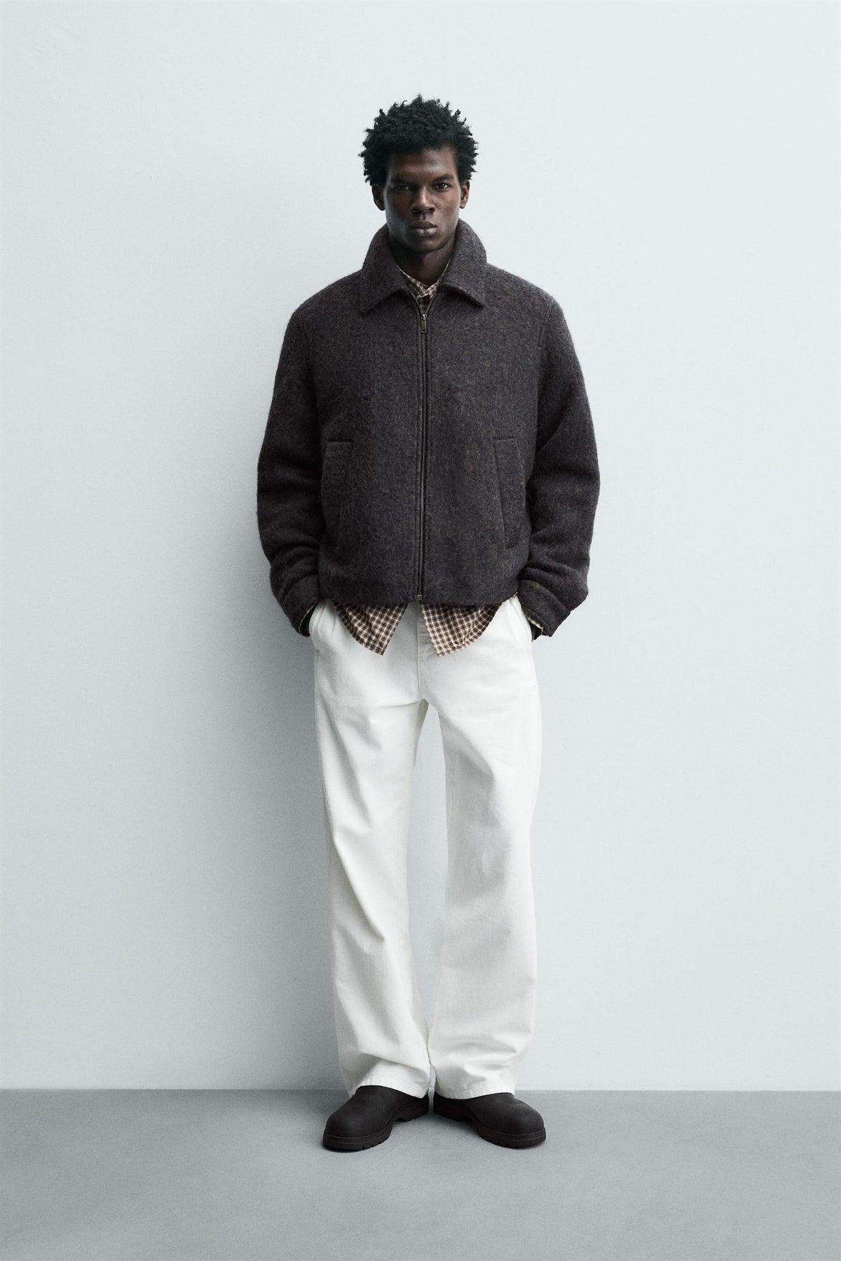 CROPPED TEXTURED OVERSHIRT - Image 1