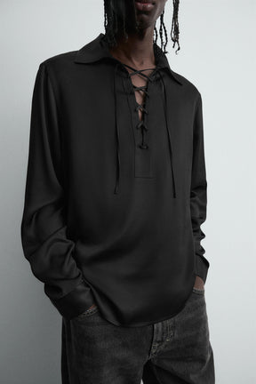 FLOWING POLO SHIRT WITH DRAWSTRING - Image 5