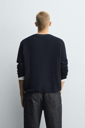 TEXTURED SWEATER WITH MERCERISED FINISH - Image 3
