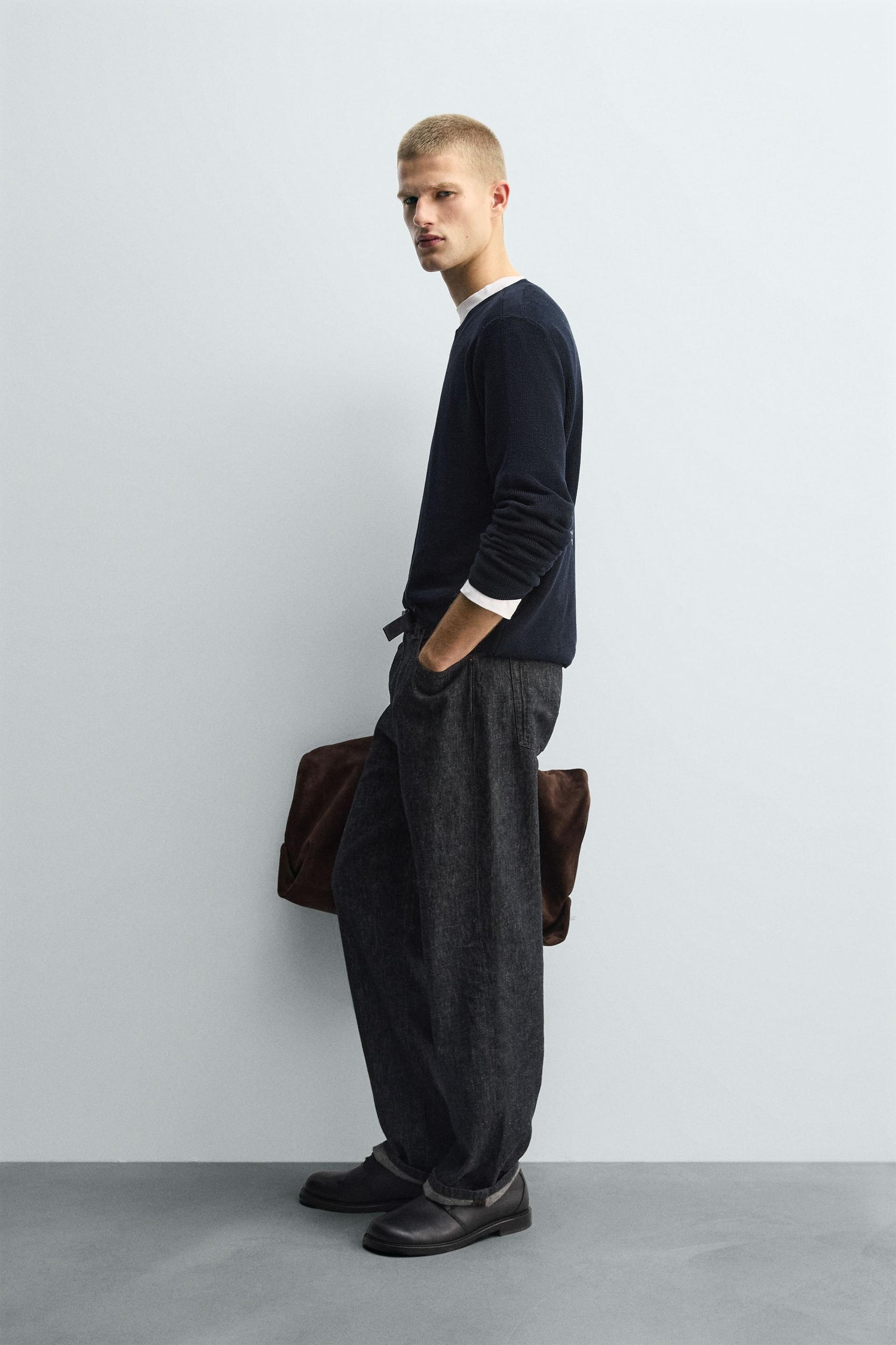 TEXTURED SWEATER WITH MERCERISED FINISH - Image 4