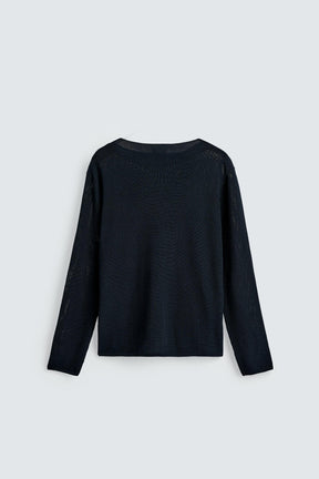 TEXTURED SWEATER WITH MERCERISED FINISH - Image 7