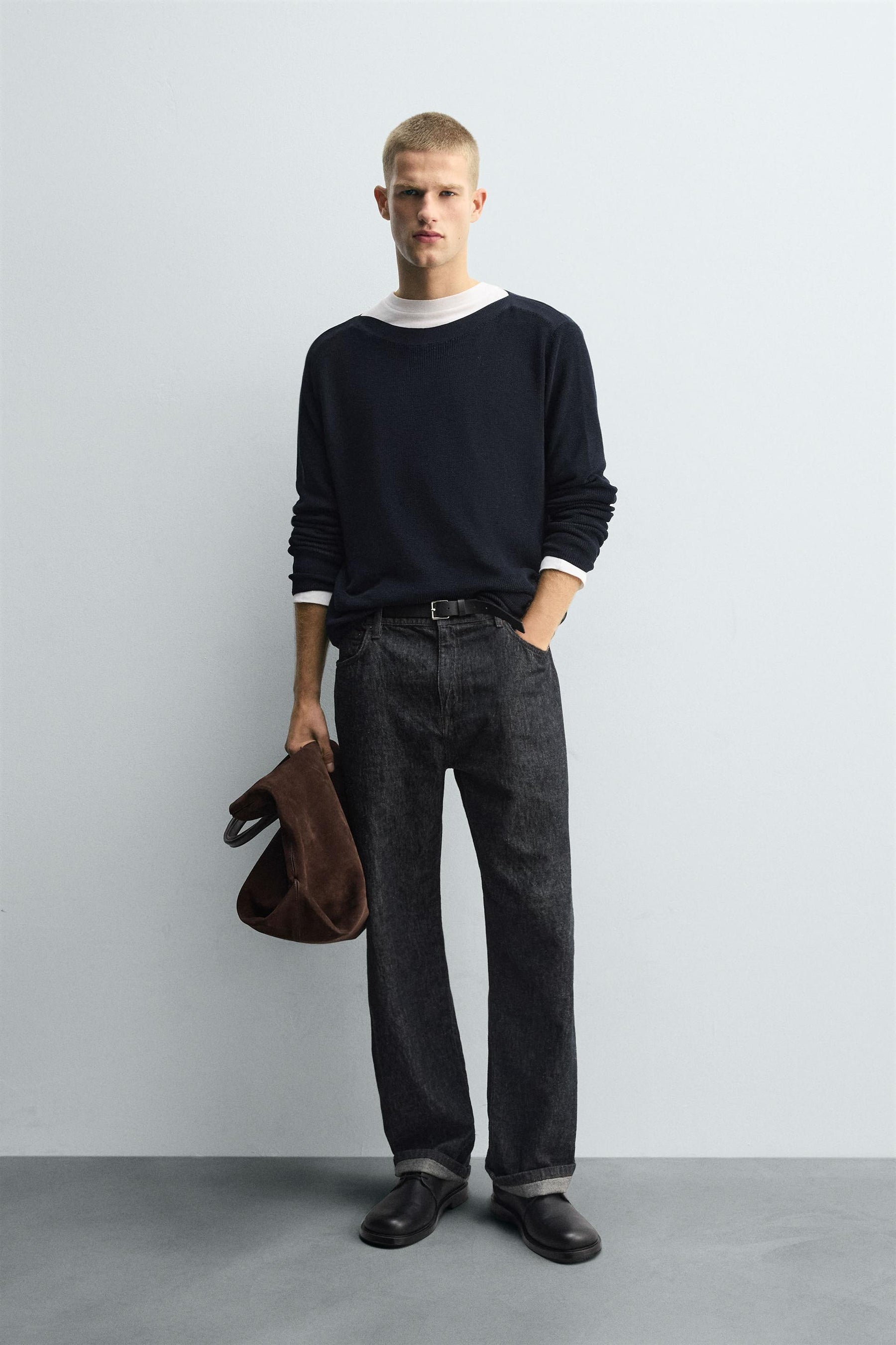 TEXTURED SWEATER WITH MERCERISED FINISH - Image 1