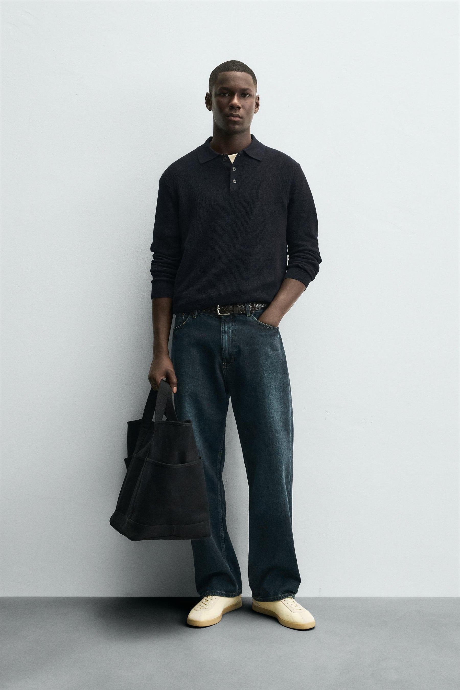 COTTON/LYOCELL KNIT POLO SHIRT - Image 1