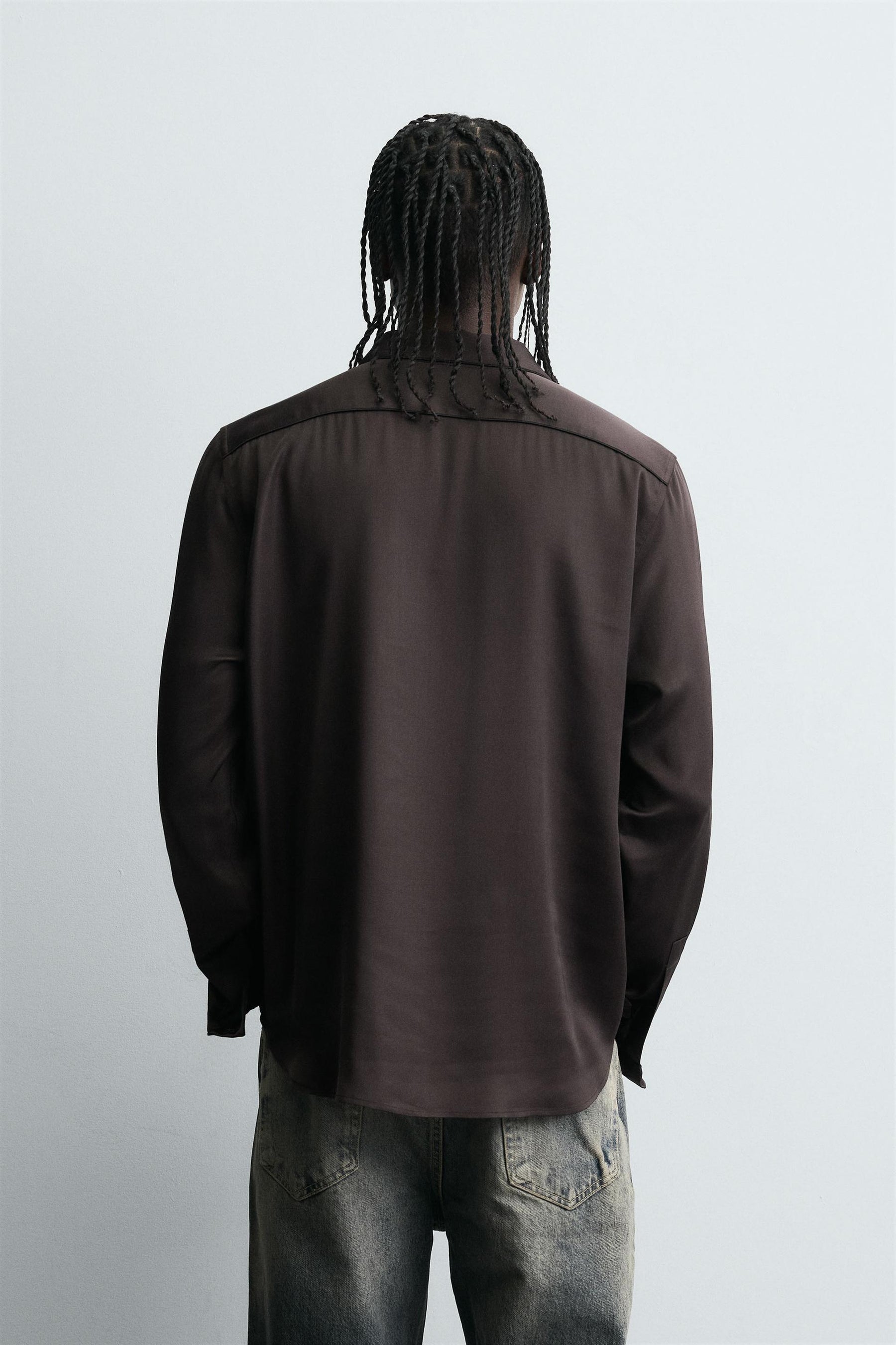 SATIN SHIRT WITH CONTRAST TRIMS - Image 3