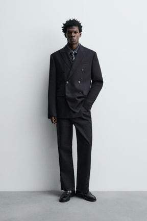 DOUBLE-BREASTED FLANNEL WOOL BLAZER - Image 1