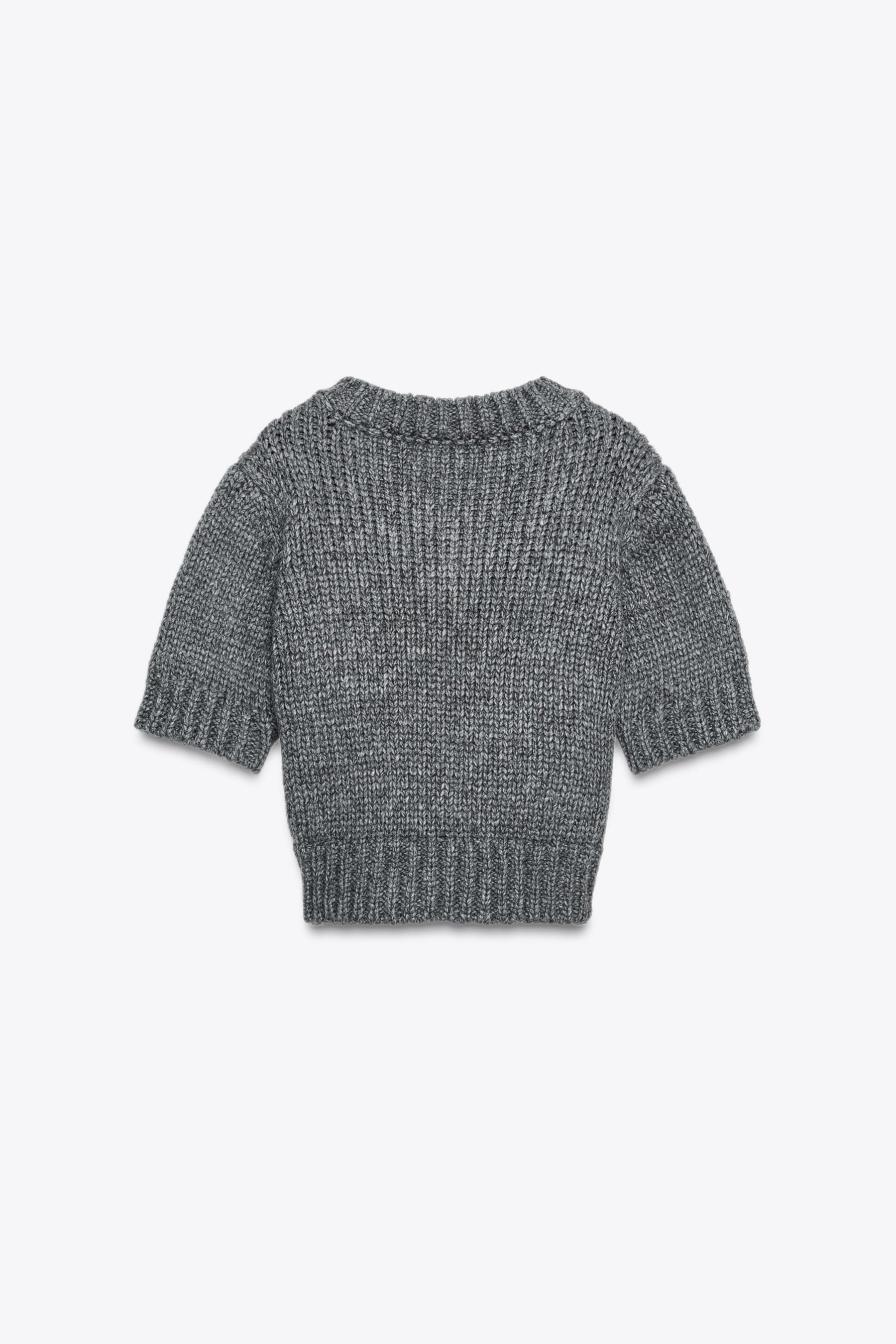CROPPED KNIT V-NECK JUMPER - Image 4