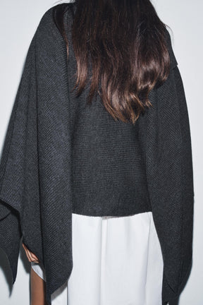 ASYMMETRIC NECK WOOL CAPE - Image 7