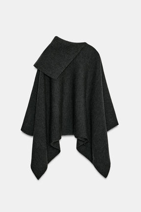 ASYMMETRIC NECK WOOL CAPE - Image 8