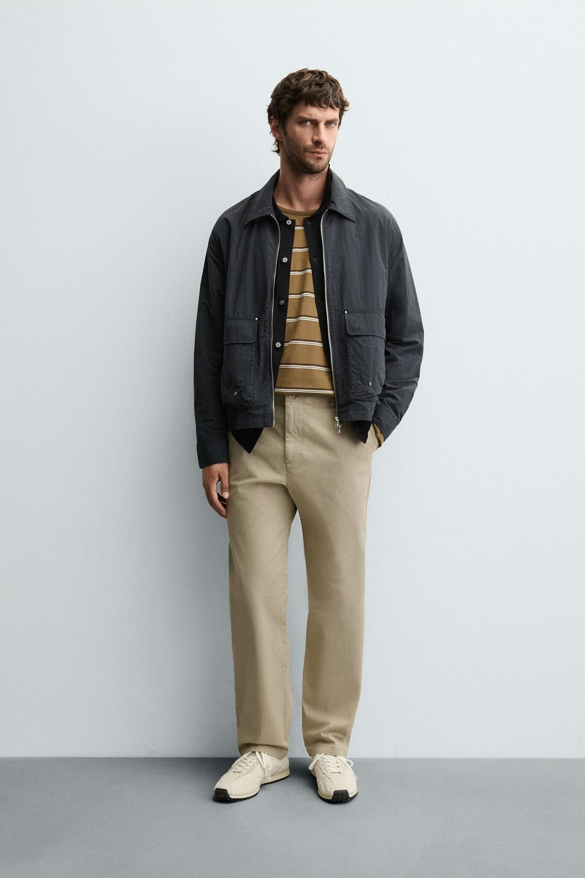 STRAIGHT-LEG TWILL TROUSERS - Image 1