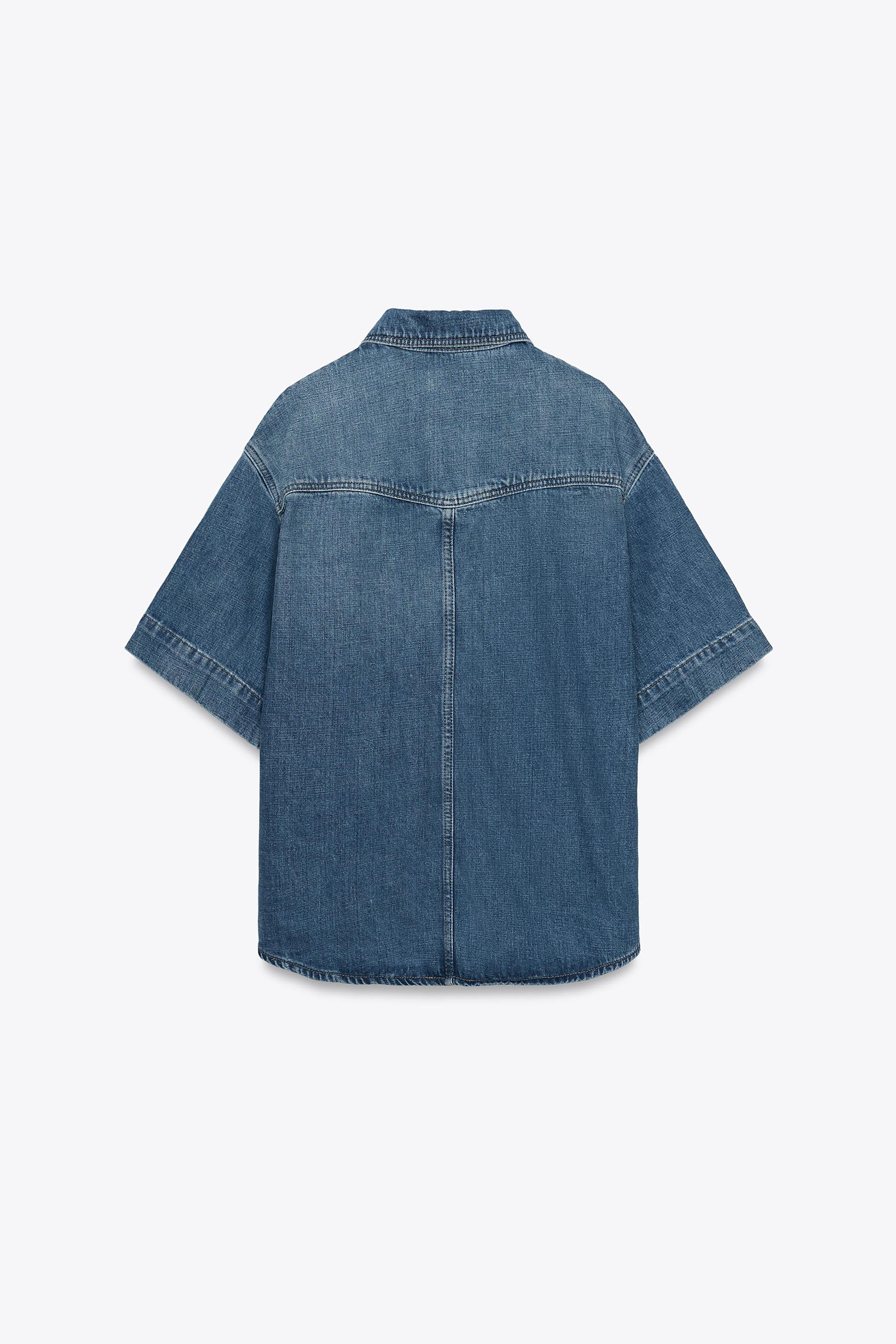 Short-sleeve denim shirt