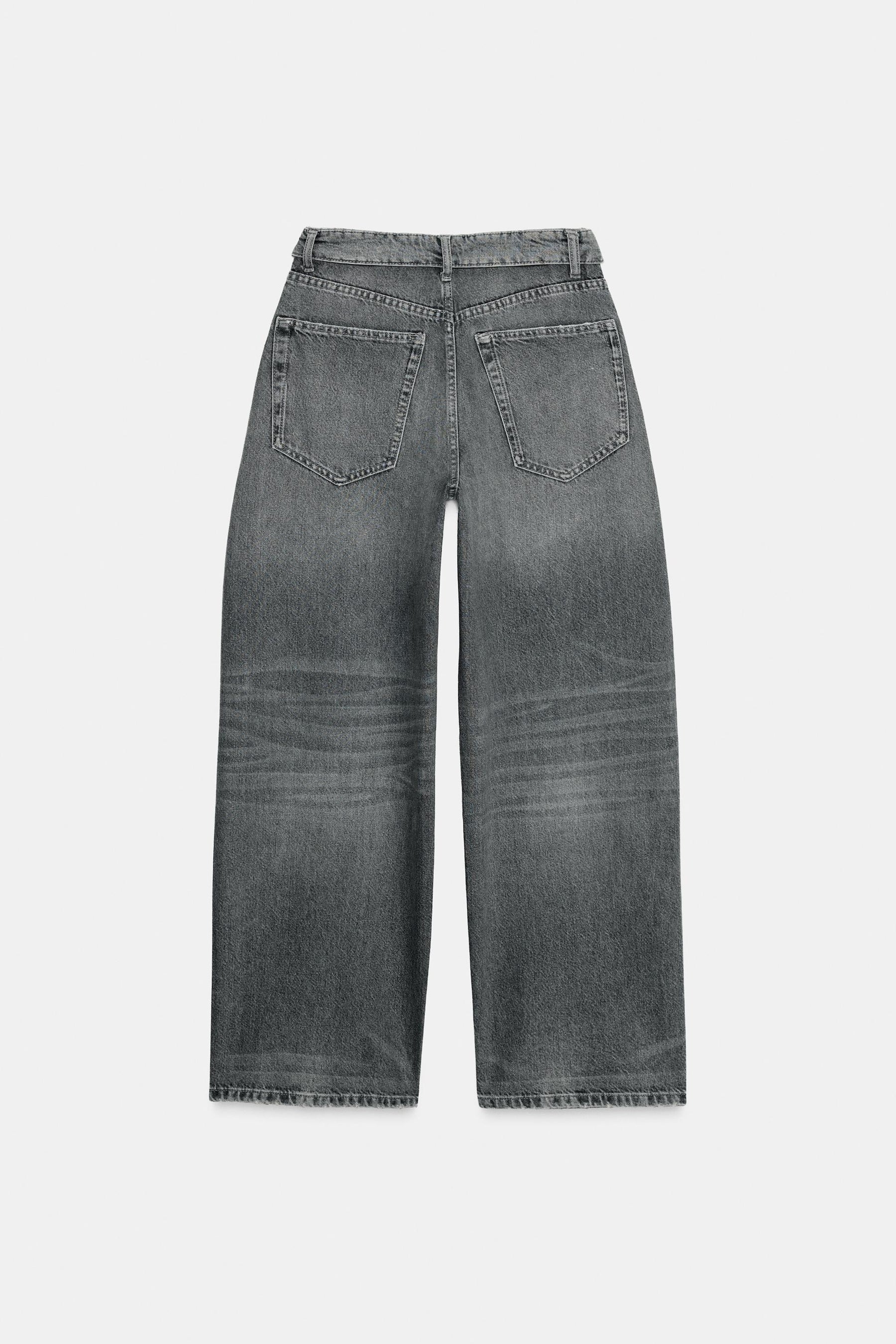 Folded waistband mid-waist jeans