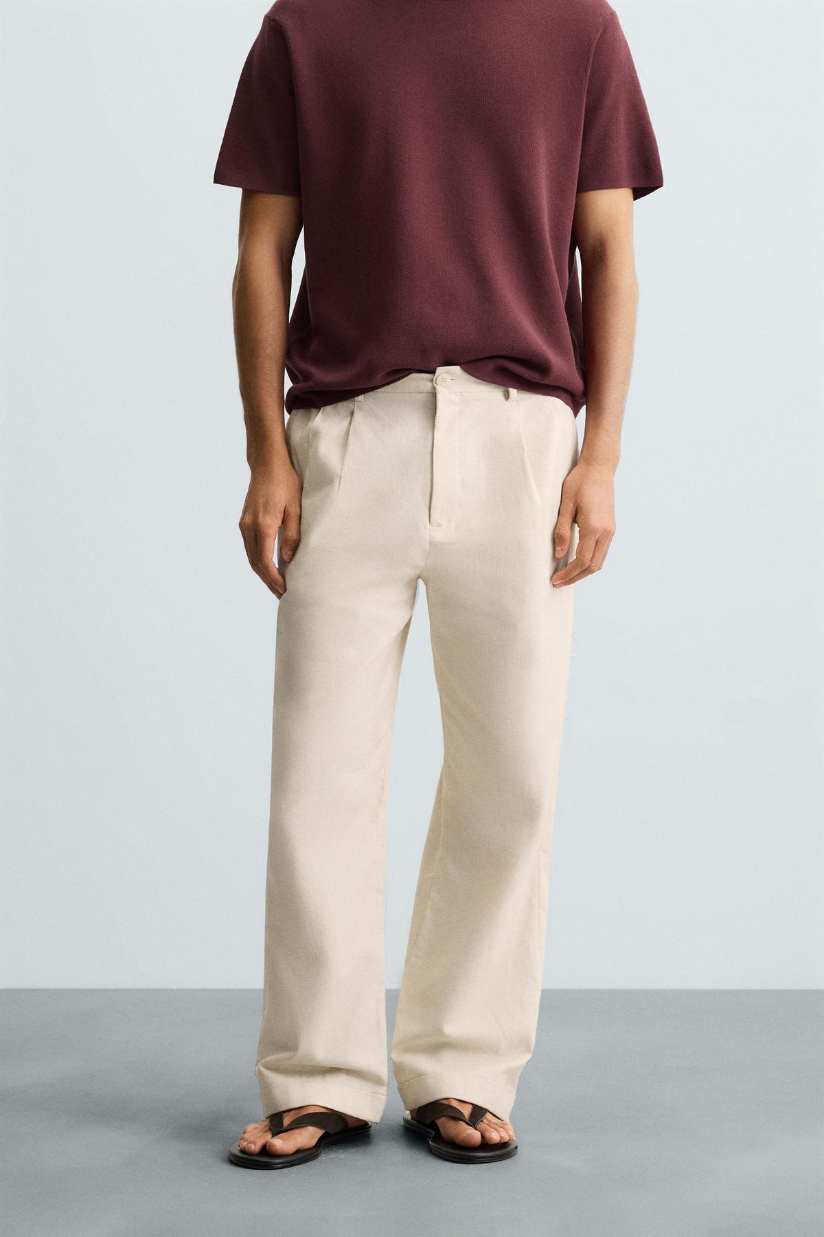 COTTON/LINEN PLEATED TROUSERS - Image 2