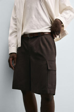 LYOCELL-COTTON CARGO BERMUDA SHORTS - Image 5