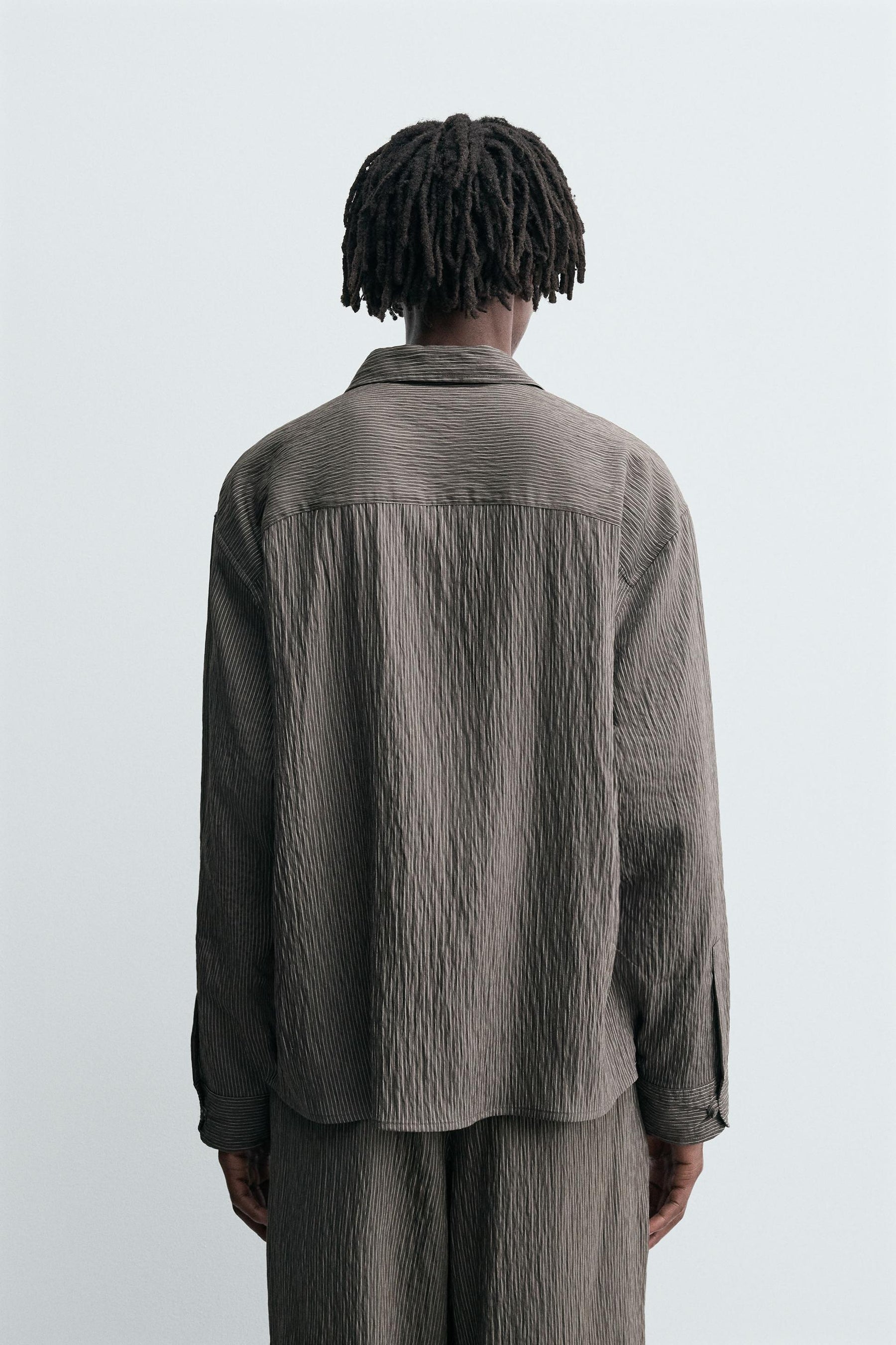 STRIPED FLOWING CREASED-EFFECT SHIRT - Image 3