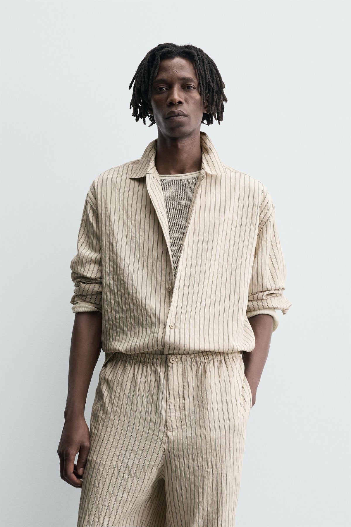 STRIPED FLOWING CREASED-EFFECT SHIRT - Image 2