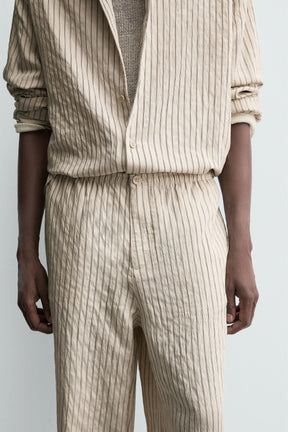 STRIPED WRINKLED-EFFECT FLOWING TROUSERS - Image 6