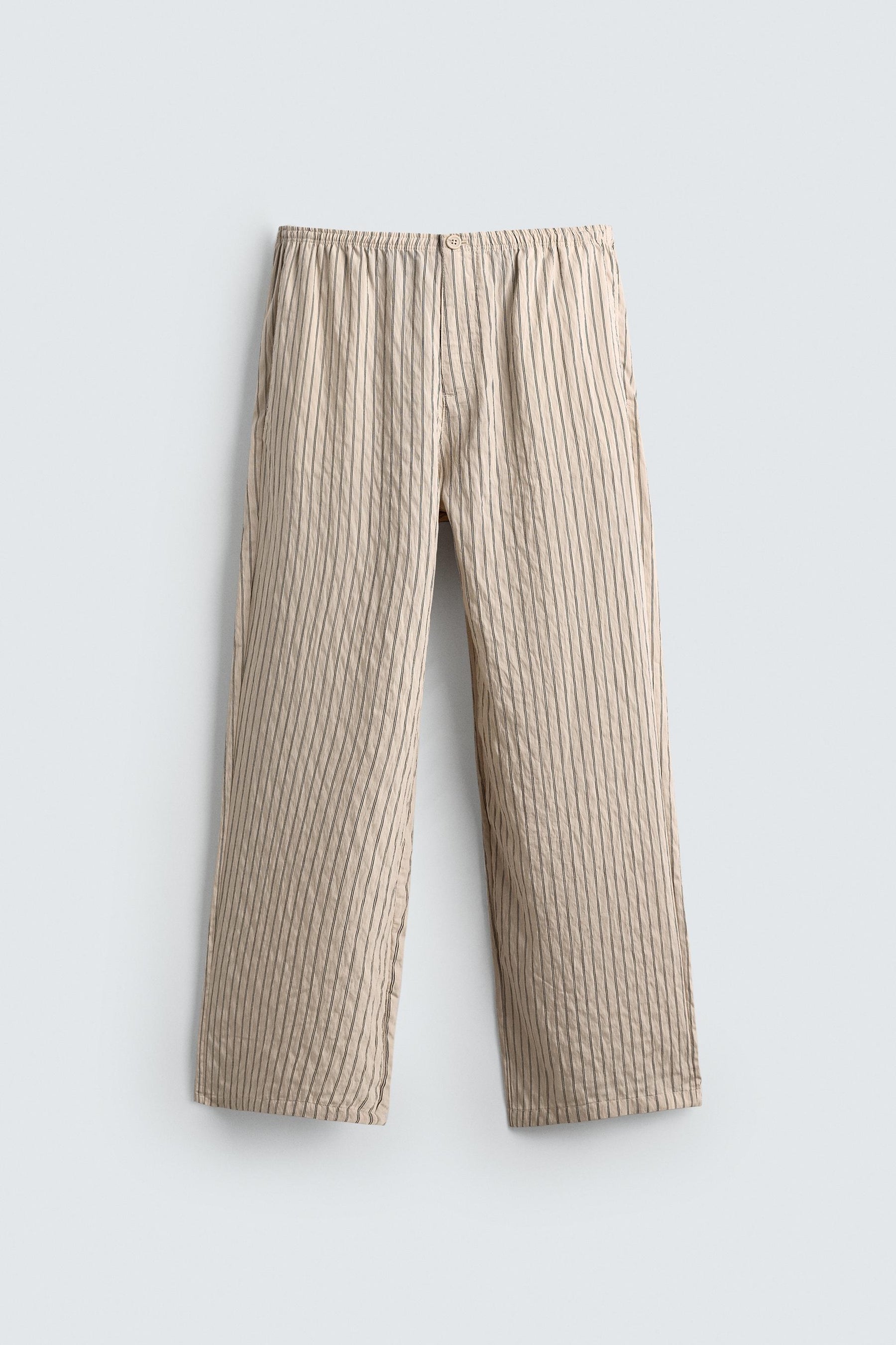 STRIPED WRINKLED-EFFECT FLOWING TROUSERS - Image 7