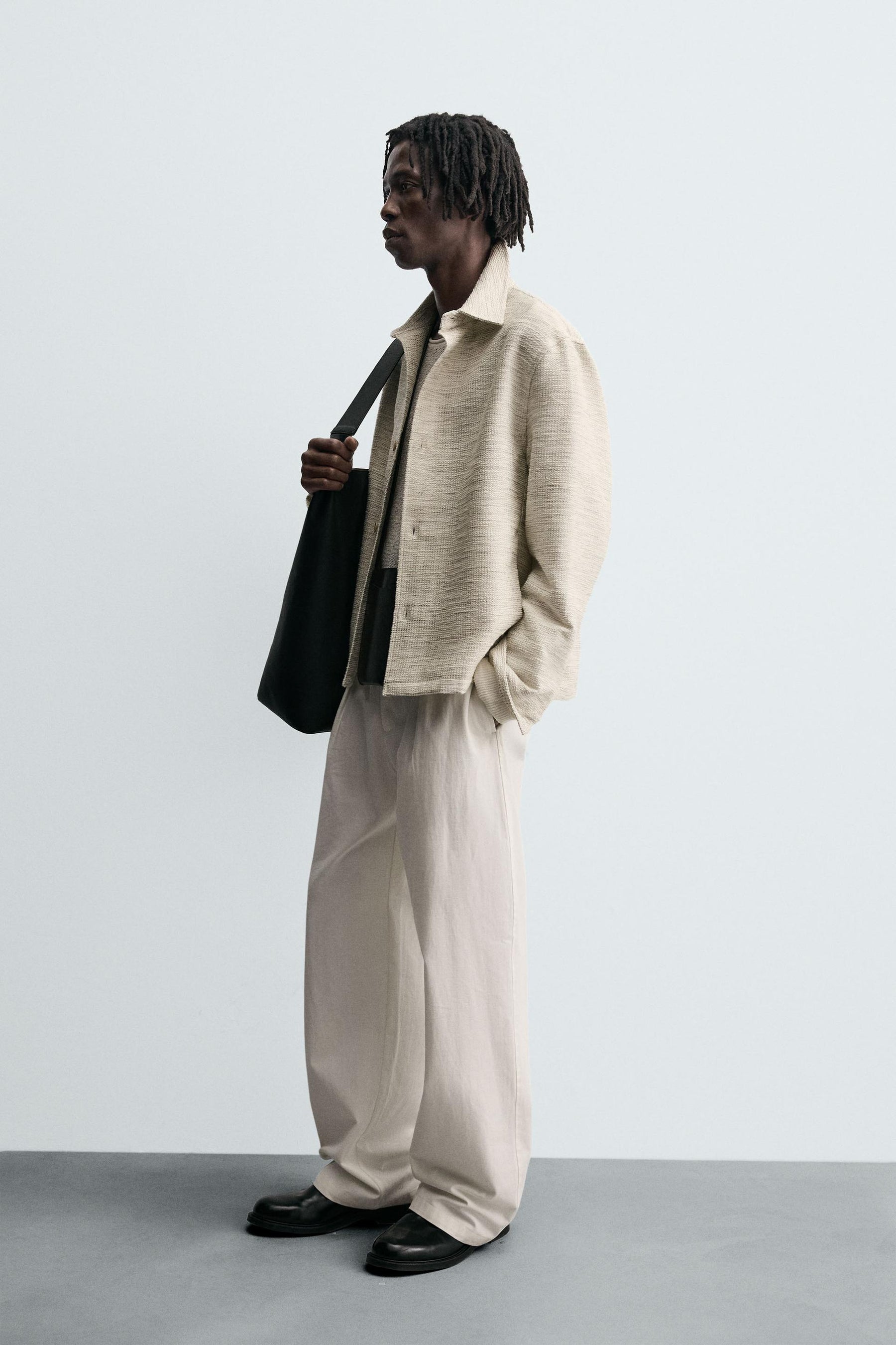 CONTRAST TEXTURED OVERSHIRT - Image 4