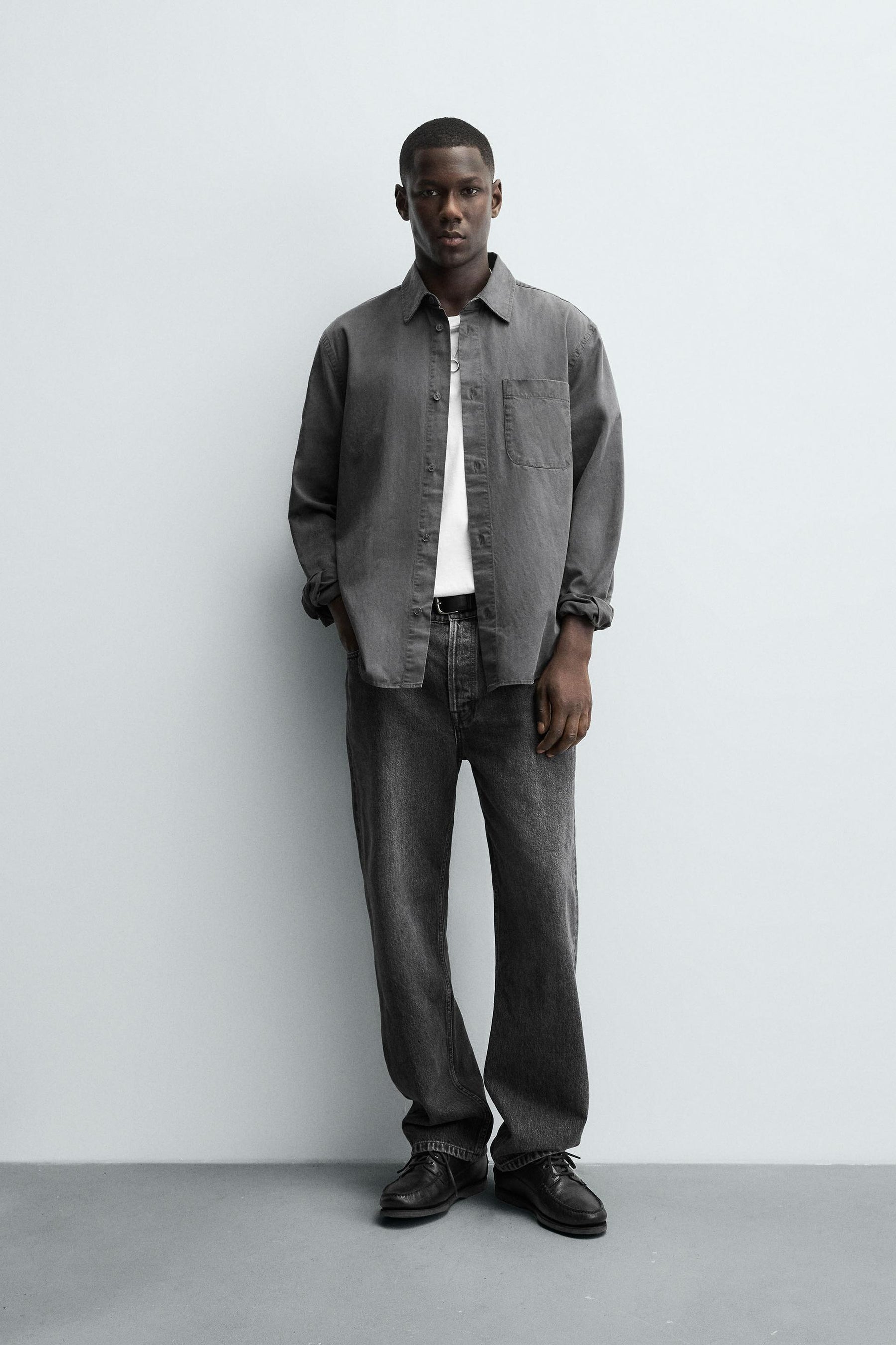 WASHED TWILL TEXTURED SHIRT - Image 1
