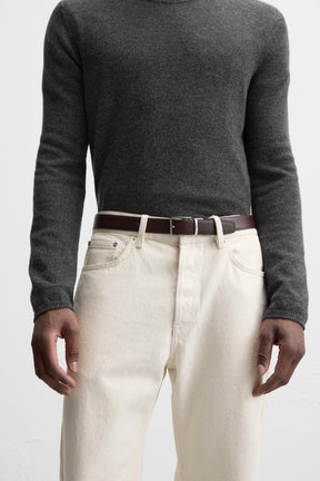 CONTRAST REVERSIBLE LEATHER BELT - Image 1