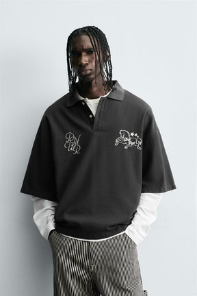 BOXY FIT EMBROIDERED POLO SHIRT - Image 2