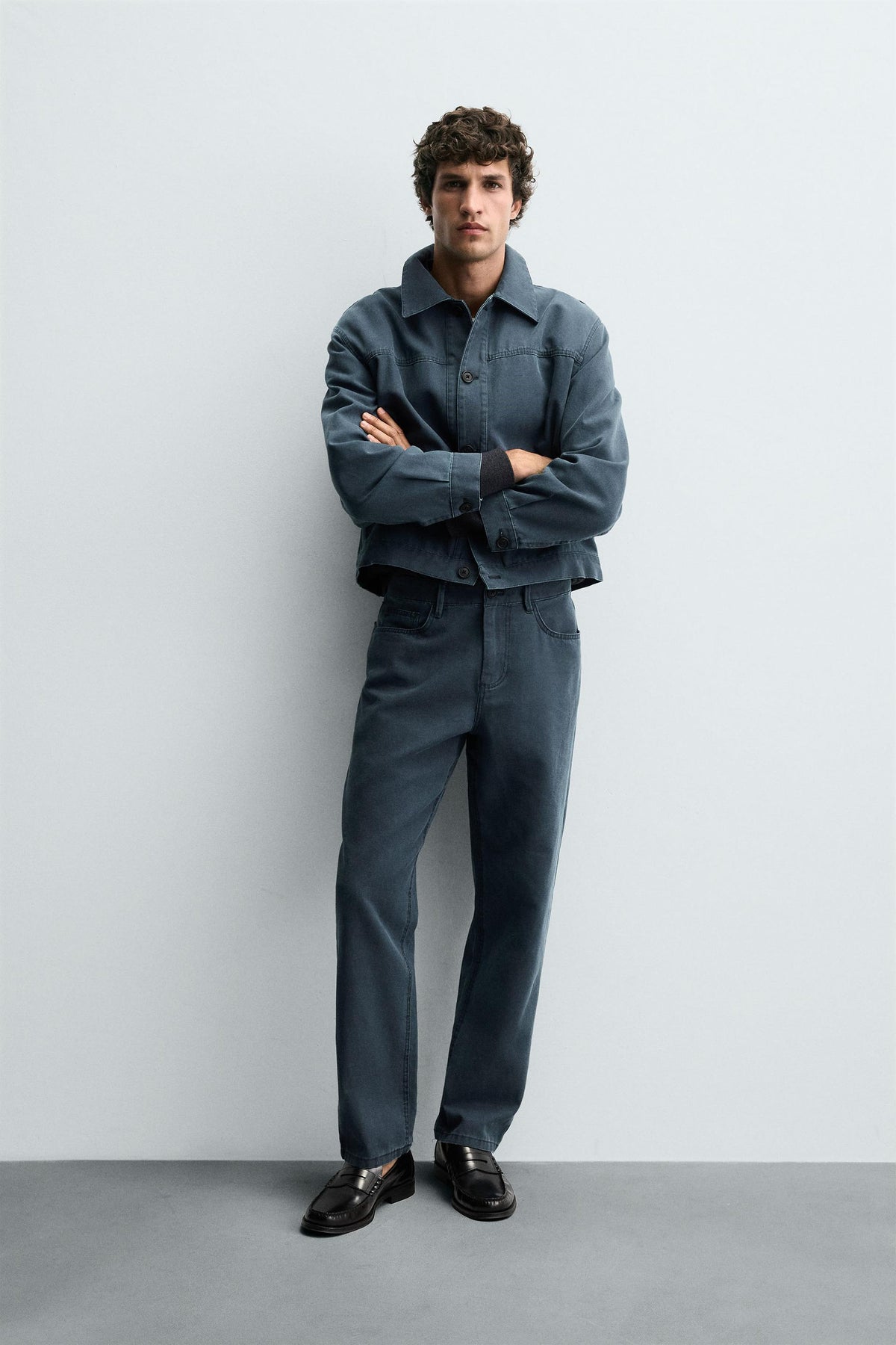 WASHED STRAIGHT-LEG TROUSERS - Image 1