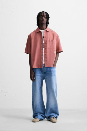 EMBROIDERED TEXTURED OVERSHIRT - Image 1