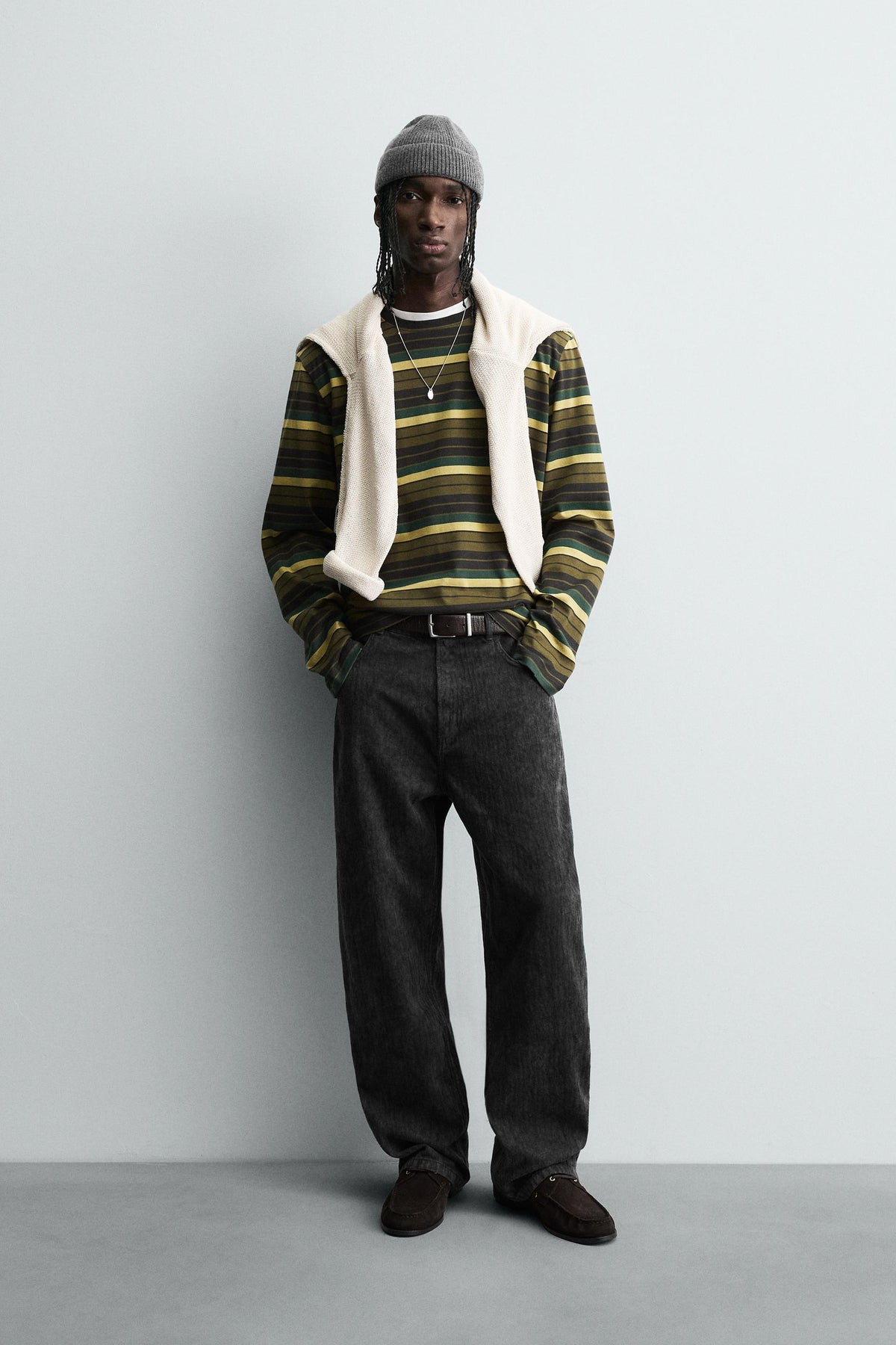 FADED PRINT BAGGY FIT TROUSERS - Image 1