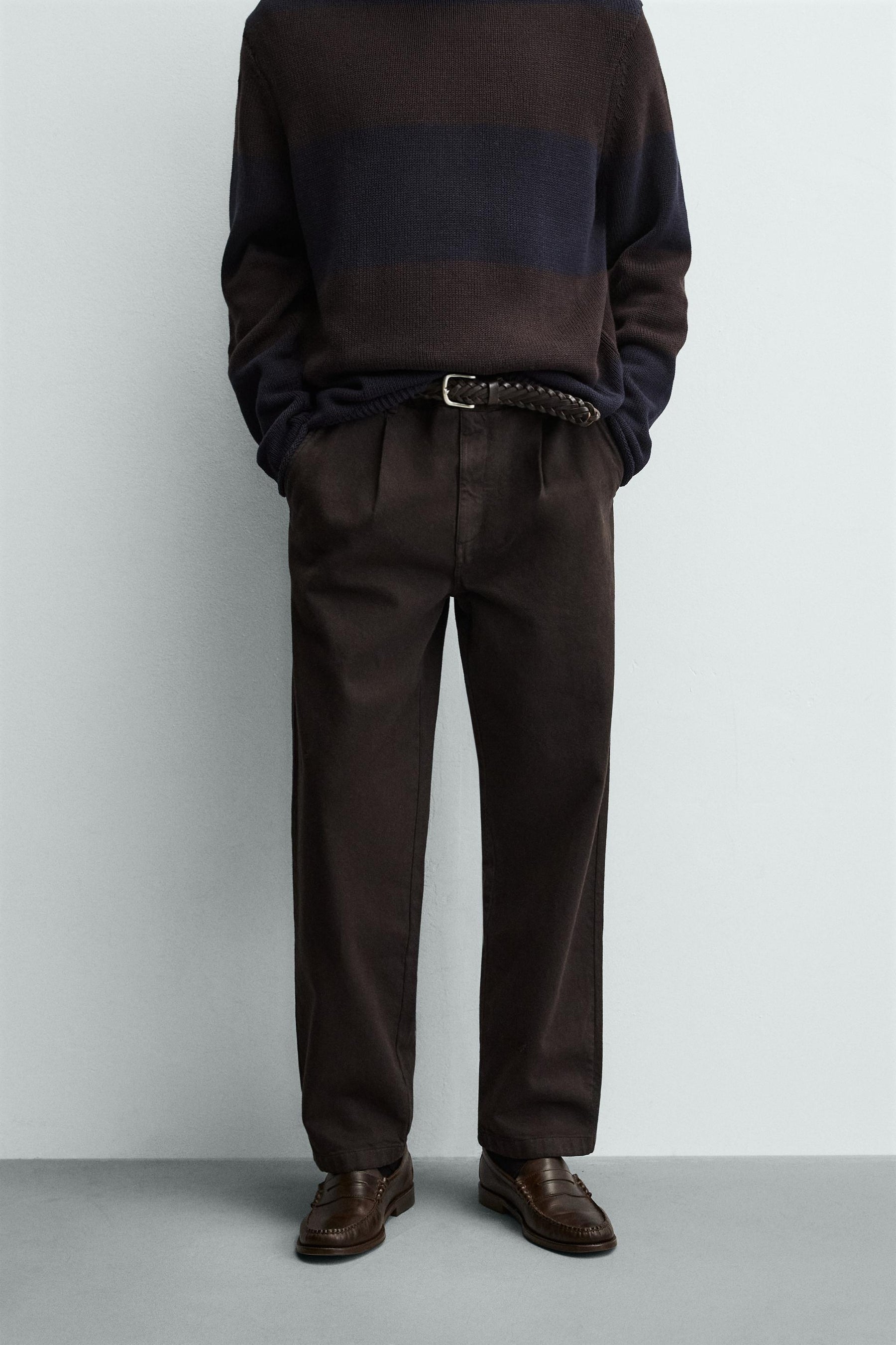 Pleated Straight Leg Trousers