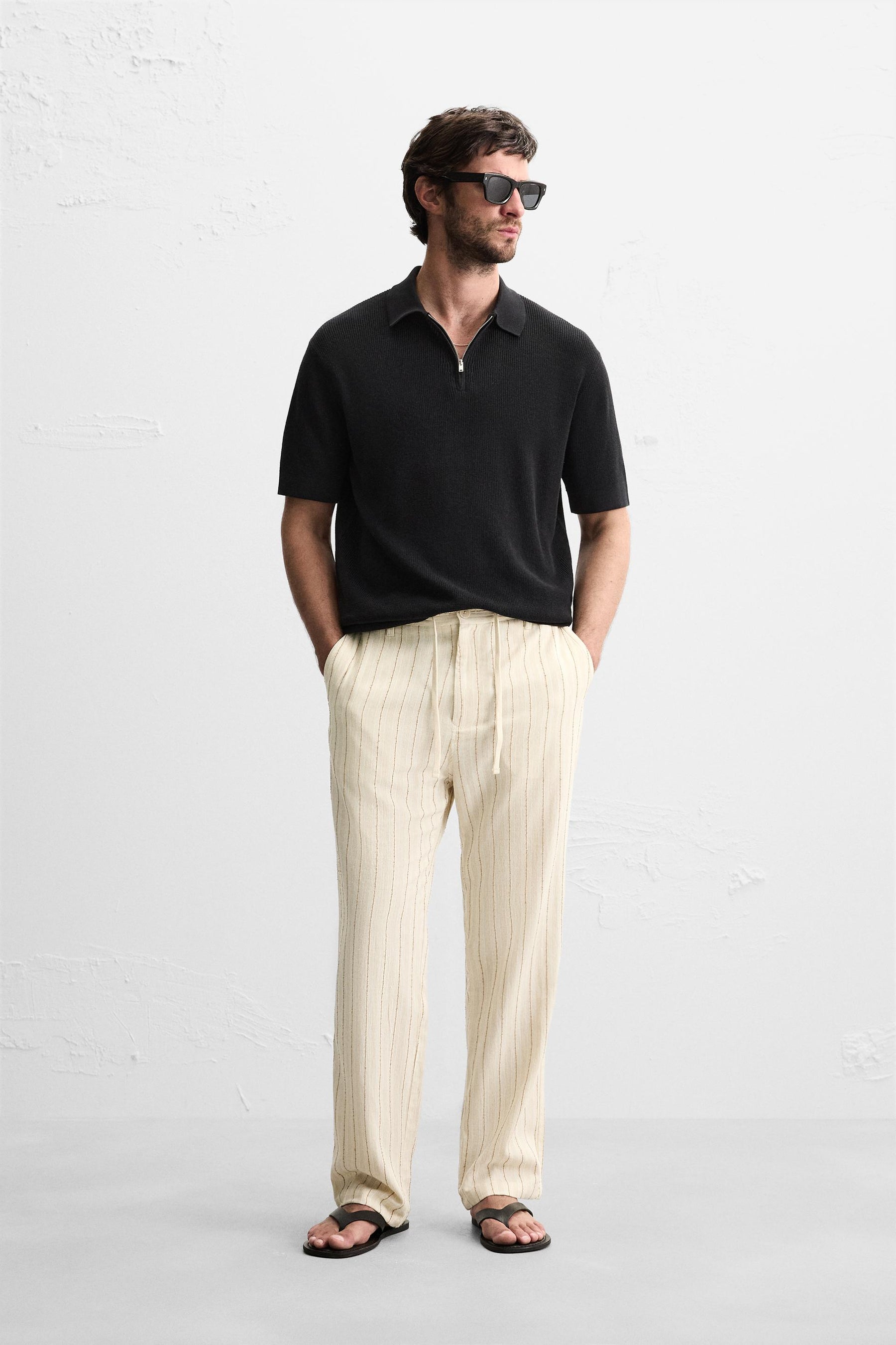 STRIPED JACQUARD TROUSERS - Image 1