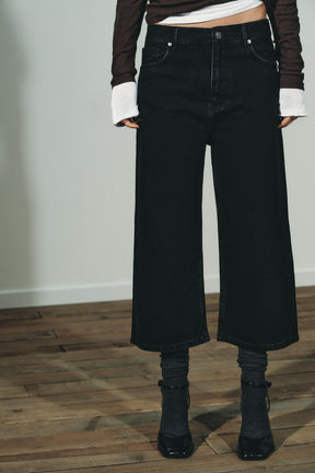 Mid-Waist Denim Bermuda Shorts