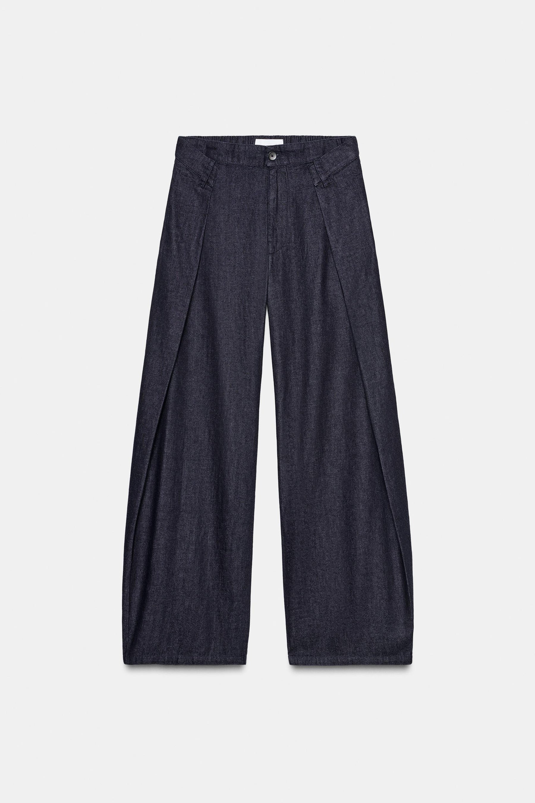 PLEATED DENIM TROUSERS