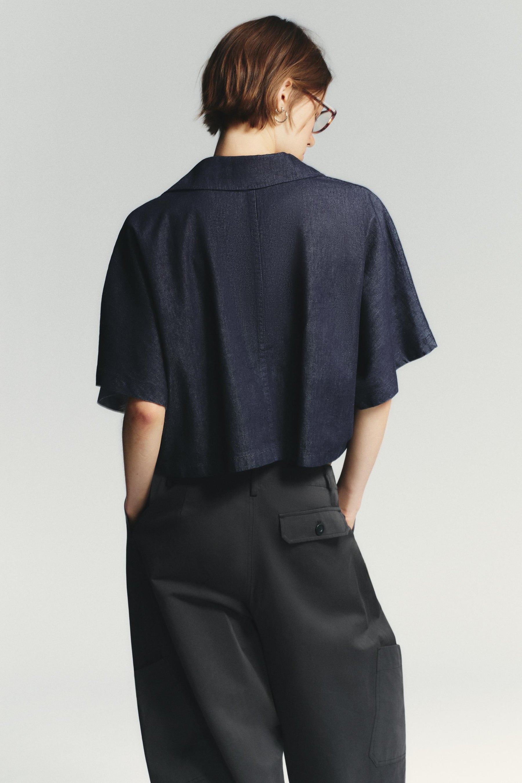 Denim shirt with collar