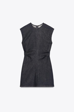 TRF DRAPED DENIM SHORT DRESS - Image 5