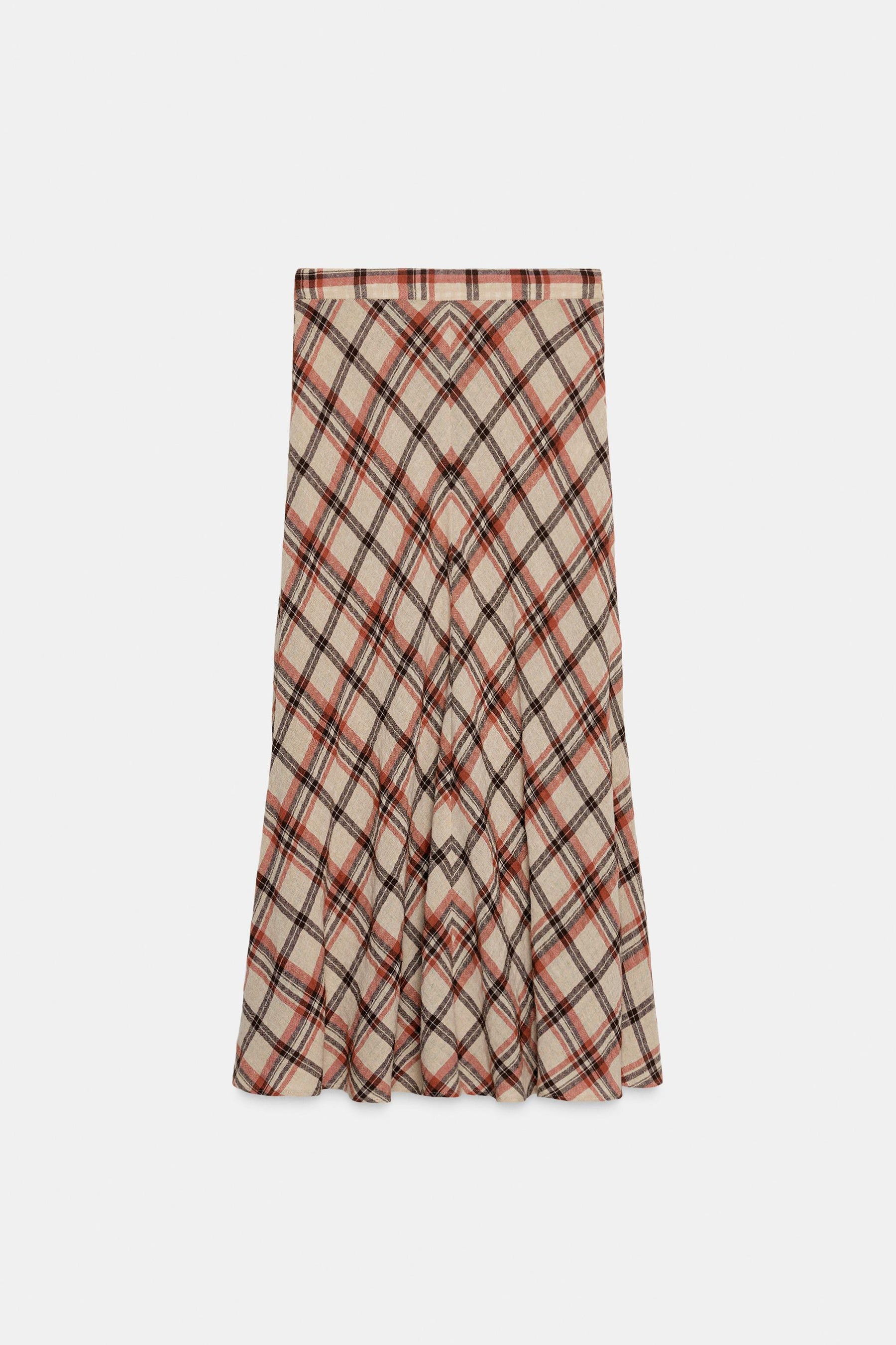 CHECKED MIDI SKIRT