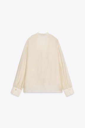 Ruffled Tie-Neck Blouse