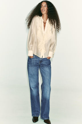 Ruffled Tie-Neck Blouse