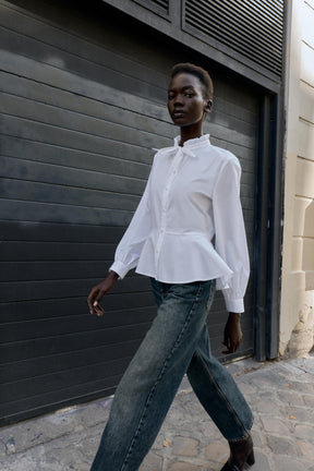 Peplum Poplin Bow Shirt