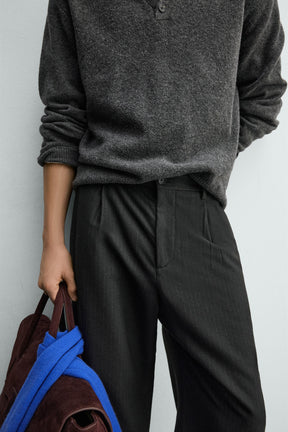 Pinstripe Pleated Trousers