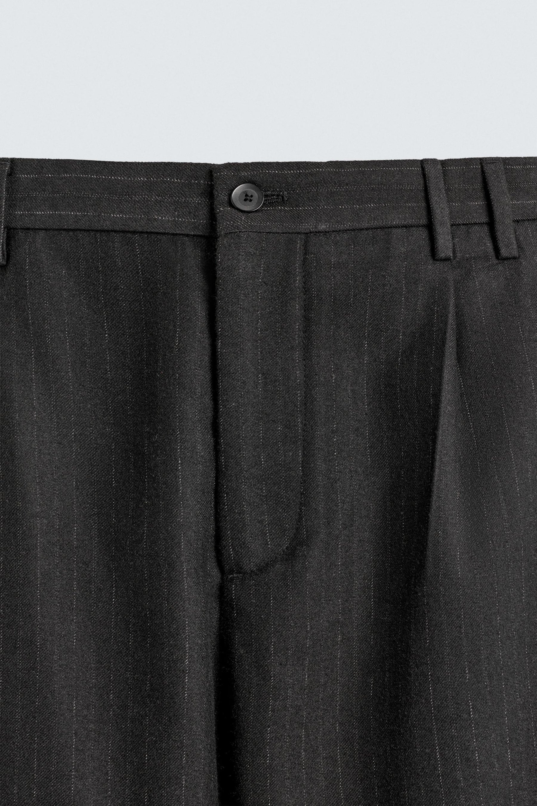 Pinstripe Pleated Trousers