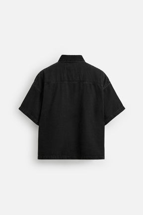 ZIP-UP DENIM POLO SHIRT - Image 7
