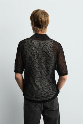 OPENWORK KNIT POLO SHIRT - Image 3