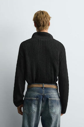 TEXTURED KNIT CORD POLO SHIRT - Image 3