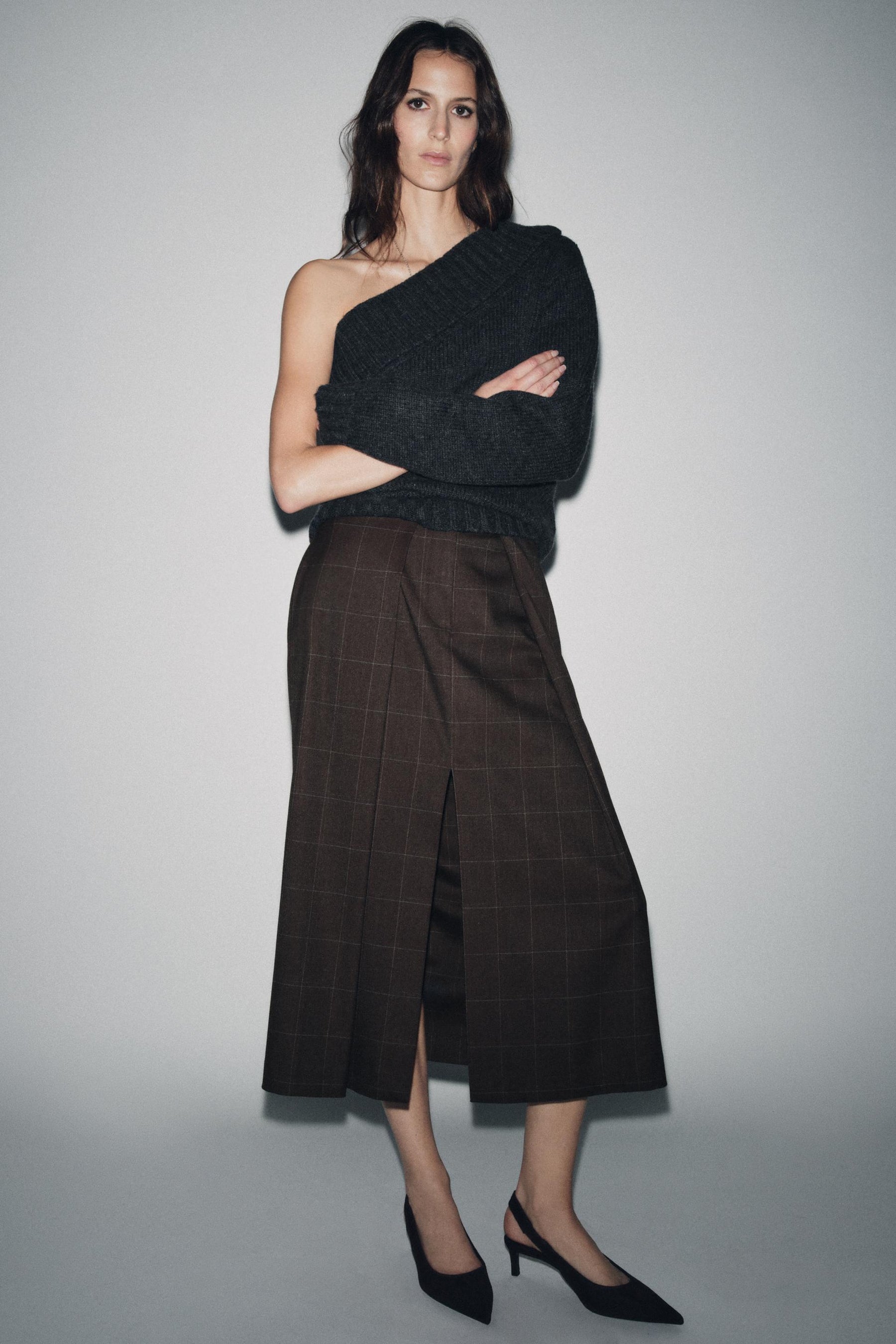Pleated Check Skirt