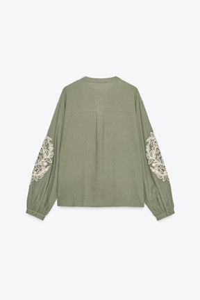 EMBROIDERED COTTON BLOUSE