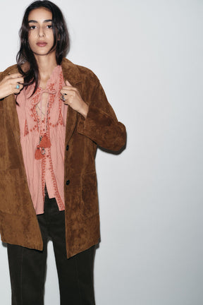 Embroidered Contrast Blouse