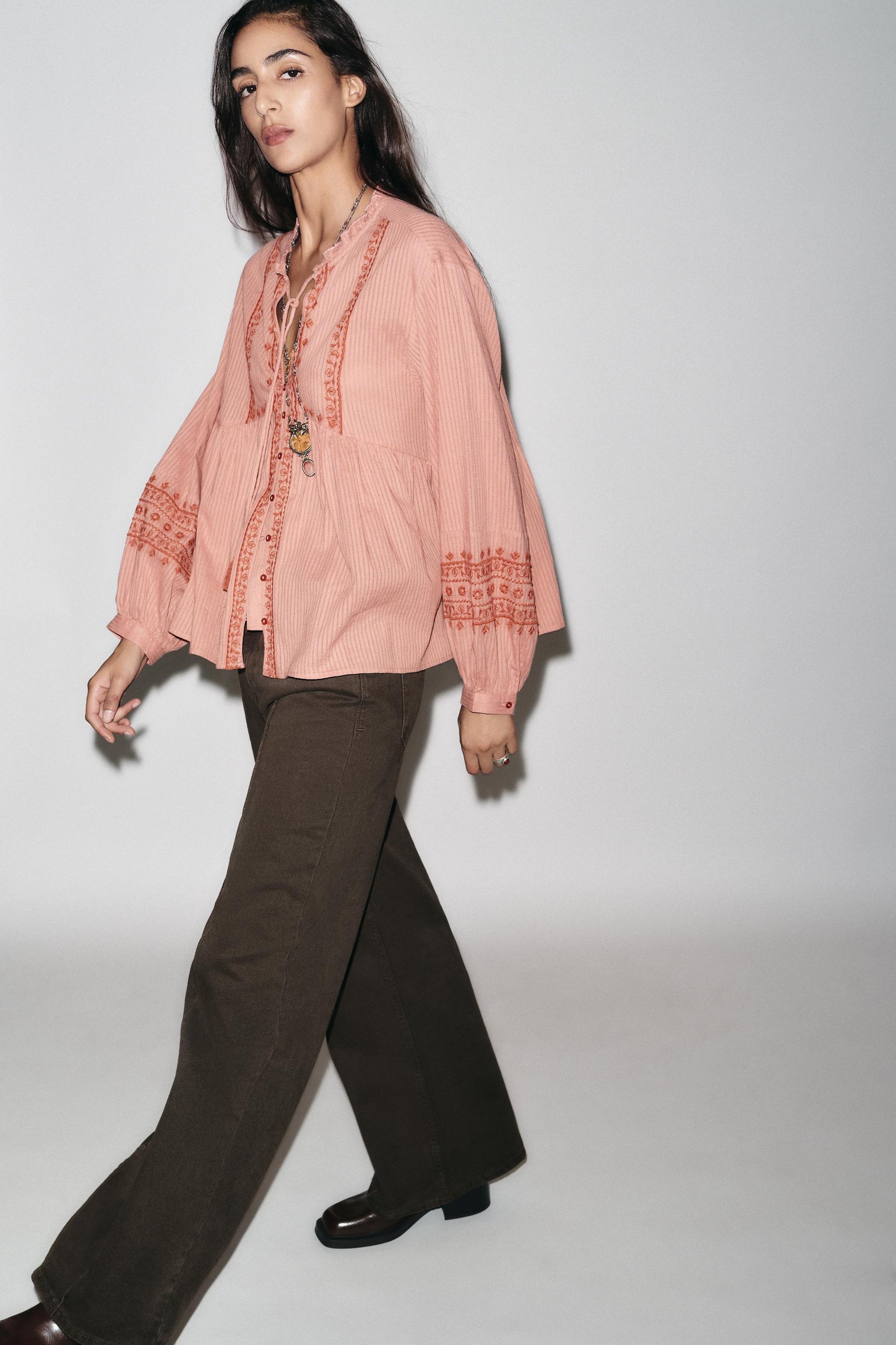 Embroidered Contrast Blouse