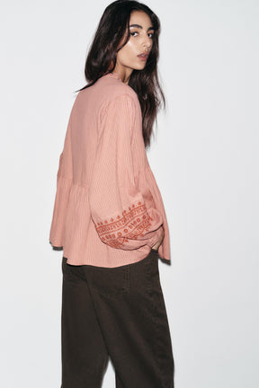 Embroidered Contrast Blouse