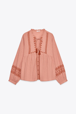 Embroidered Contrast Blouse