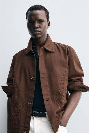 EMBROIDERED STRUCTURED OVERSHIRT - Image 5